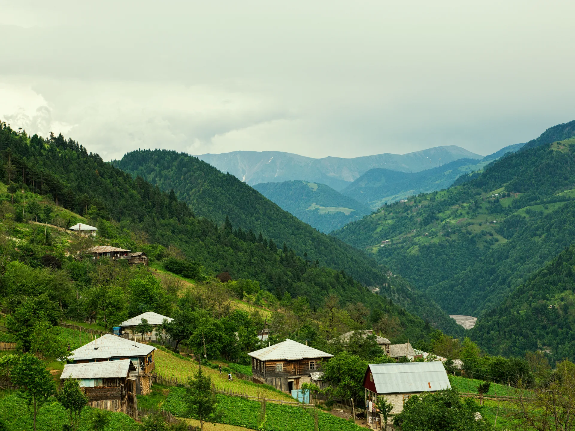 Mountain village on winding roads in Adjara, Georgia