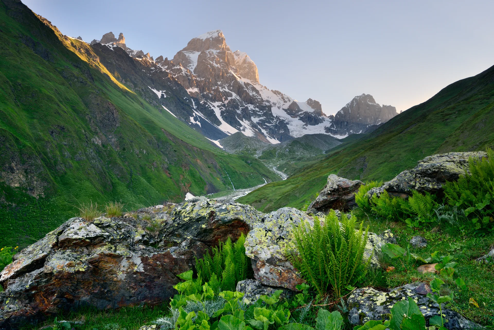 Ushba mountain peak in Svaneti, Georgia